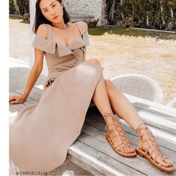 STUART WEITZMAN Kora Lace Up Sandal In Tan Shimmer size 36 US 5.5 B New in Box - Picture 5 of 13